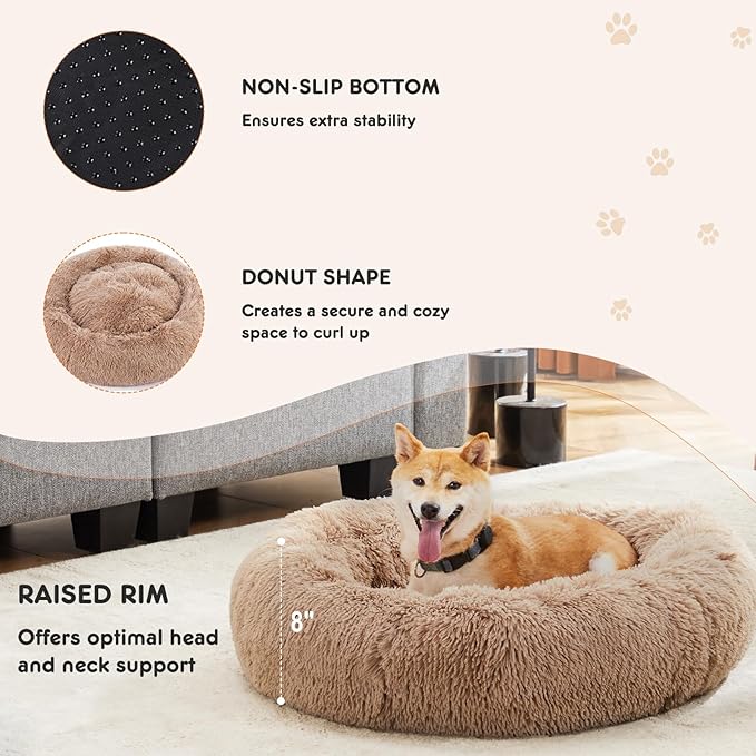 Sweetcrispy Orthopedic Dog Bed, Memory Foam Puppy Sleeping Sofa for Medium Pets with Washable Removable Cover Non-Slip Base Waterproof Liner Egg Crate, Classic Brown, 28" L x 23" W x 6.5" Th