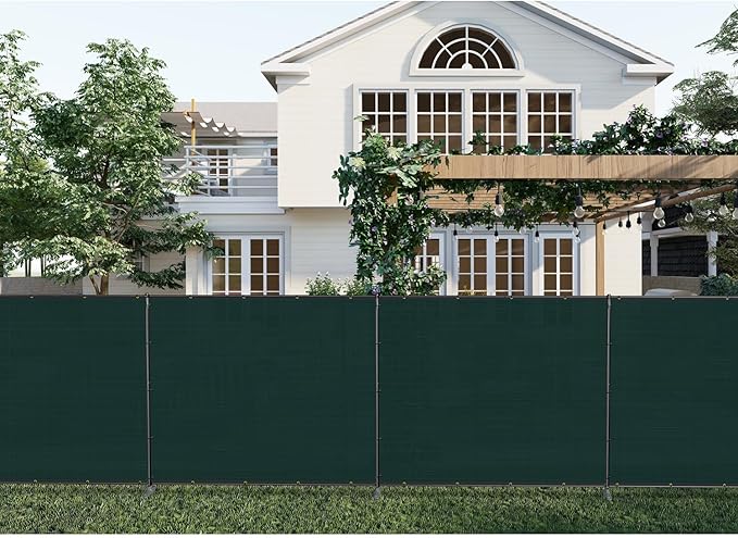 Patio 6' x 101' Outdoor Privacy Screen Freestanding Temporary Fence Panels Net Cover with Metal Poles for Outside Backyard Pool Garden Air Conditioner Fencing, Green