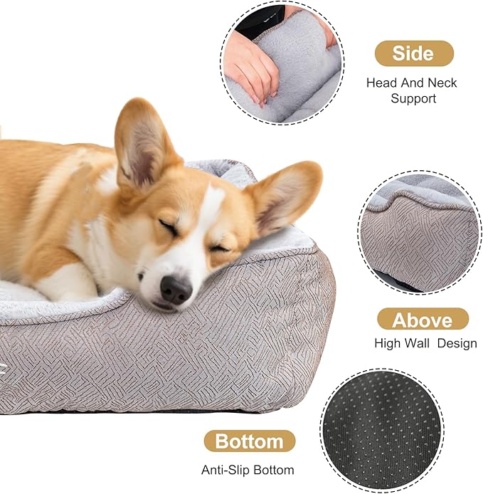 JOYELF Rectangle Dog Bed Calming Pet Bed, Anti Anxiety Cat Bed & Sofa, Cute Plush Pet Bed for Small Dog and Cat- Small(Upgraded Version)