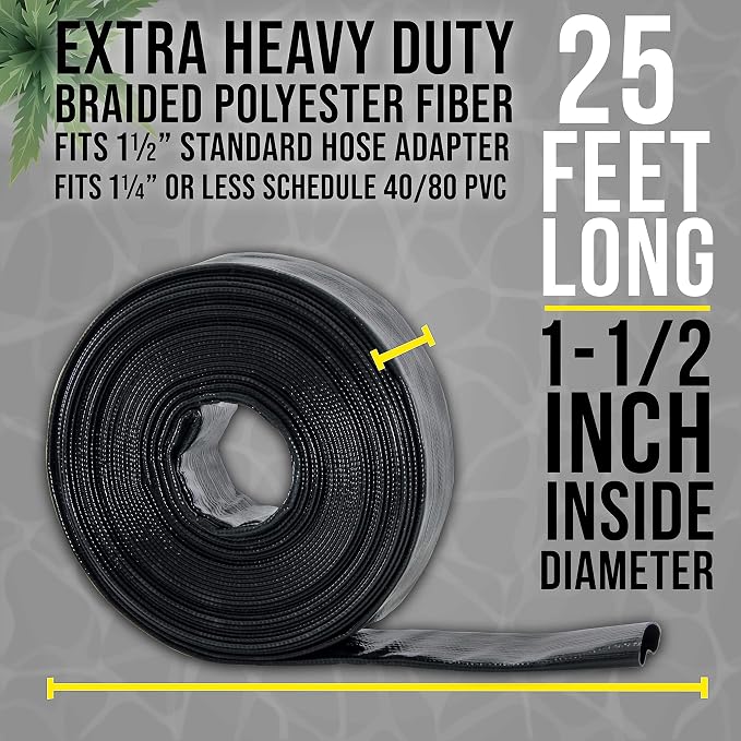 U.S. Pool Supply Pool Backwash Hose 1 1/2 Inch Diameter x 25 Feet
