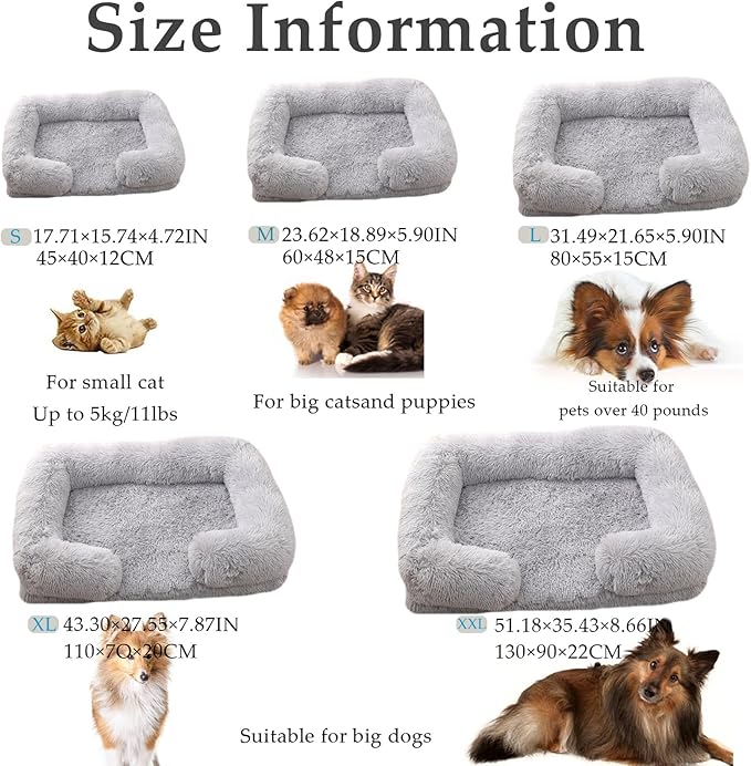 Dog Beds Medium Large Size Dog, Calming Dog Bed with Removable Washable Cover, Waterproof Lining and Nonskid Bottom(Khaki,XL)