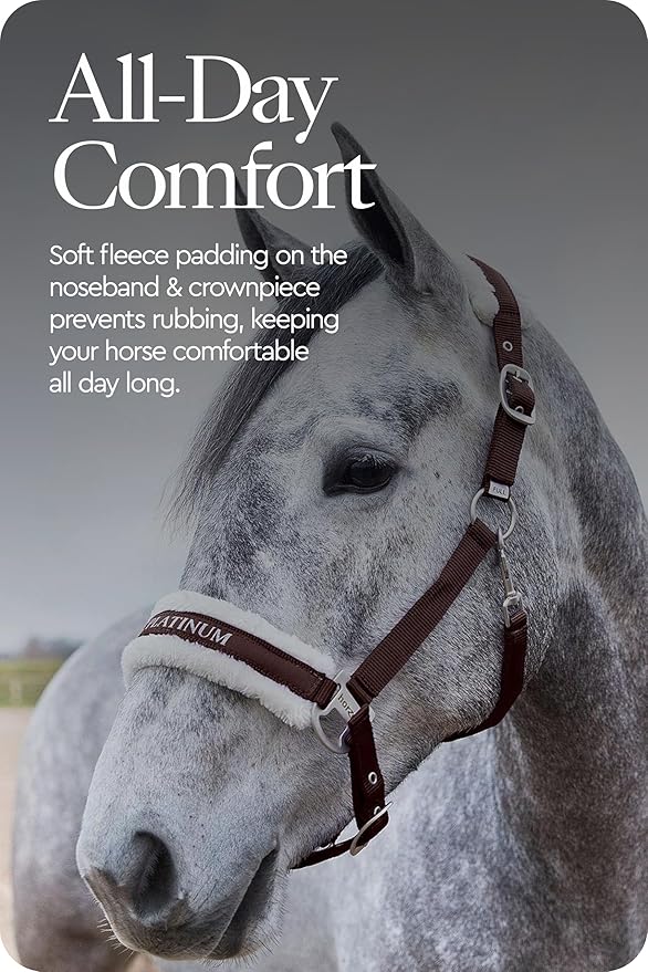 HORZE Howard Soft Fleece Padded Adjustable Polyester Horse Halter - Dark Brown - Pony