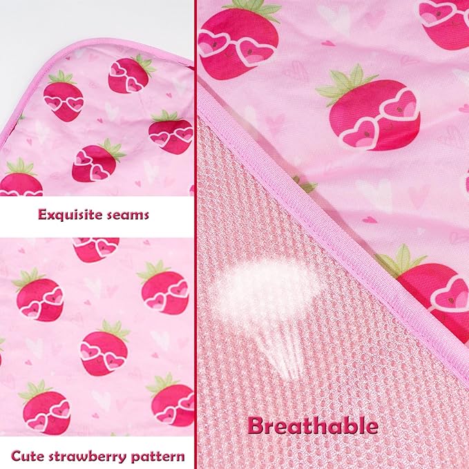 SEIS Dog Ice Pad Ice Silk Cats Kennel Mat Pet Cooling Pad Summer Cool Bamboo Mat Breathable Pad (Strawberry, M)