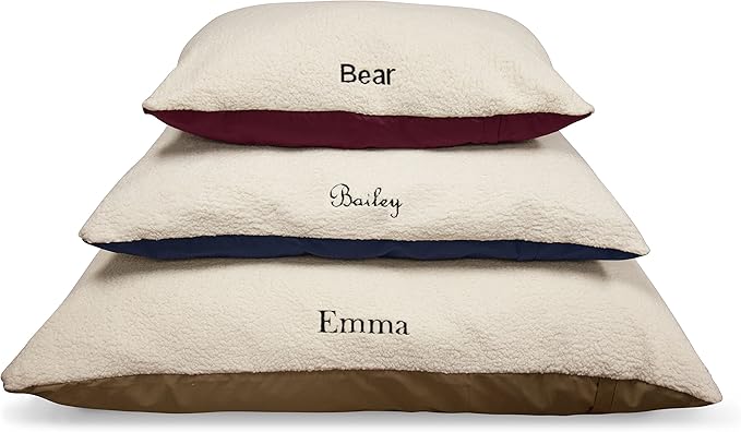 Personalized Pet Pillow Dog Bed Custom Embroidered - Removable Pet Bed Cover - Extra Large Green