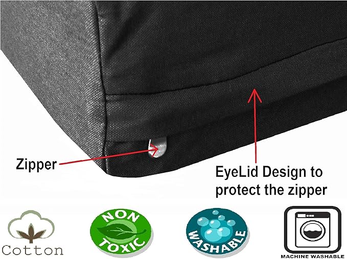 Dogbed4less Memory Foam Dog Bed for Medium to Large Dogs with Orthopedic Comfort, Waterproof Liner and Durable Canvas Cover 47X29 Pillow, Black