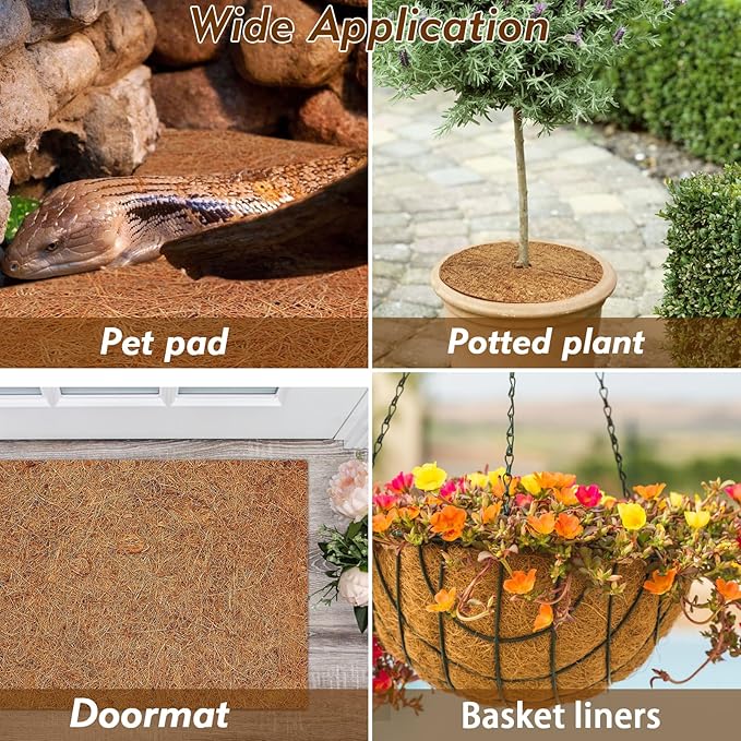 ZeeDix 3 Rolls Reptile Carpet, 18 x 24 inches Natural Coconut Fiber Liner Mat Flooring Accessories for Reptile Tank - Bearded Dragon Tortoise Lizard Turtle Snake Leopard Gecko Substrate Bedding