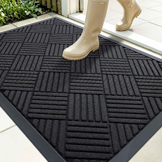 OLANLY Front Door Mat Outside Entrance 35x23, Heavy Duty Sturdy Natural Rubber