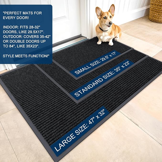 OLANLY Front Door Mat Indoor Outdoor Entrance, Waterproof Heavy Duty Doormat