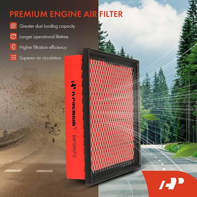 A-Premium High-performance, Pre-oiled Engine Air Filter Compatible