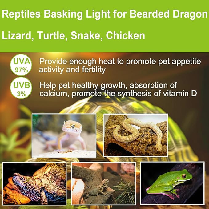 UVB UVA Reptile Light Bulb 25W Bulb for Reptiles and Amphibians Tanks, Turtle Bearded Dragon Lizard Cages Frogs Heat Lamp Replacement Bulb, 4 Packs