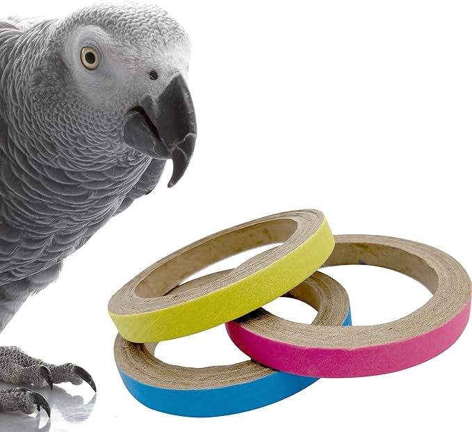 8014 Big 4 Inch Donuts Pk18 - Large Size Compressed Cardboard Chewable Bird Foot Toys, Bright Outer Paper Strip, Lots of Shreddable Layers, Great for Med to Large Size Birds
