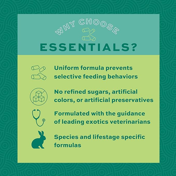 Oxbow Essentials Rabbit Food, Adult Rabbit, Made with Oxbow Timothy Hay, Pet Pellets with Vitamins & Minerals, Small Animal Pet Products, Bunny Supplies, Made in USA, Bunny Food, 5 lb