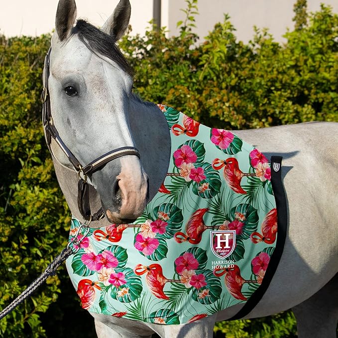 Harrison Howard Heat-Insulating Breathable Stretchy Shoulder Guard Anti Rub Bib for Horse Chic Flamingo M