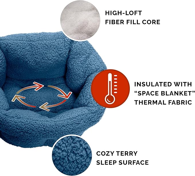 Furhaven 20" Round Self-Warming Pet Bed for Indoor Cats & Small Dogs, 100% Washable, For Pets Up to 20 lbs - Hi Lo Snuggle Terry Cuddler - Lake Blue, Small