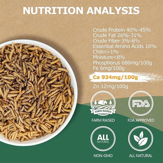 Premium Dried Black Soldier Fly Larvae for Chickens - 5LB High Calcium Supplement, Molting and Laying Support, Non-GMO & High-Protein Treats, Food for Wild Birds, Ducks, Reptile | Top Grade