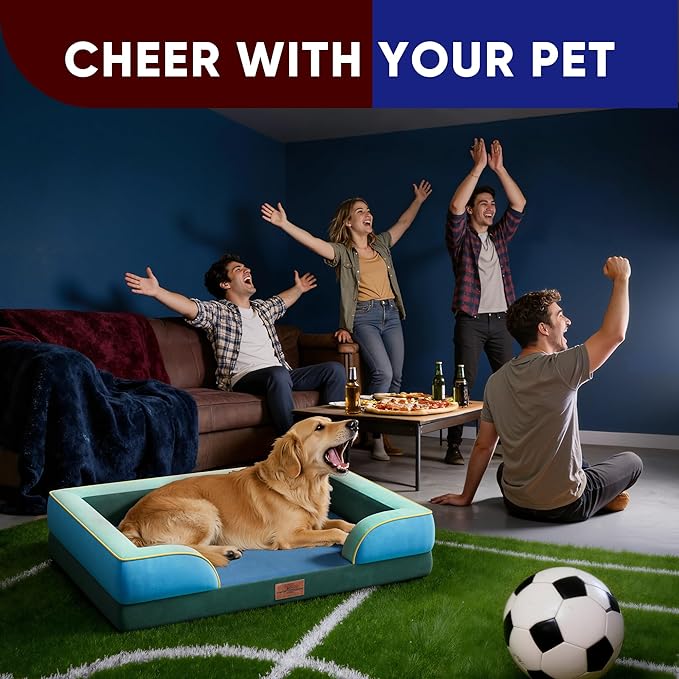 Comfort Expression Orthopedic Dog Bed for Large Dogs 36x27 Inch, Waterproof Egg Crate Foam Large Pet Bed with Removable Bolsters, Dog Couch with Washable Cover & Non-Slip Bottom, Dallas