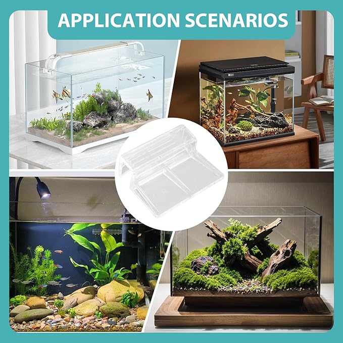 15 Pcs Rimless Aquarium Lid Clips for 5-6mm Glass, Clear Acrylic Aquarium Cover Support Clamps for Fish Tank Lid Holder, Plastic Tank Top Clips for Glass Canopy or Piscine Hoods and Covers