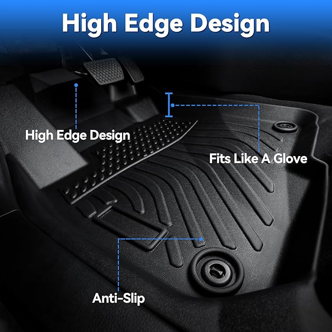 Hutisya-Floor Mats & Cargo Liner Set Fit for Volvo S60 (Not for Recharge) 2019-2025 All Weather Protection Anti-Slip & Durable TPE Full Set Liners Automotive Accessories-Black