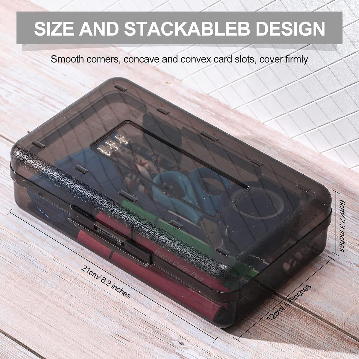 Leelosp 12 Pack Pencil Boxes Bulk, Large Plastic Case,Gray