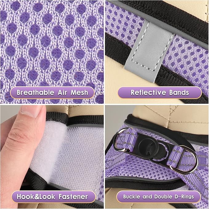 YIMEIS Dog Harness and Leash Set, No Pull Soft Mesh Pet Harness, Reflective Adjustable Puppy Vest for Small Medium Large Dogs, Cats (Taro Purple, Small (Pack of 1)