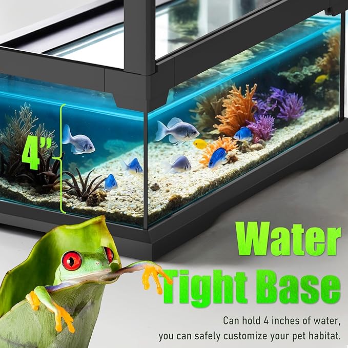 36’’18’’18’’ Reptile Terrarium with Full View Tempered Glass, 48 Gallon Reptiles Habitat Comes with Feeding Port and Mesh Top Vent, Suitable for Reptile Such as Bearded Dragon, Lizard and Snake