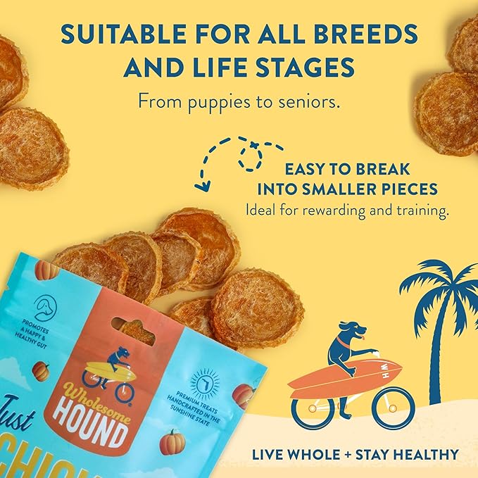Chicken & Pumpkin Chips – Single Ingredient Dog Treats, All Natural & Healthy Training Snacks for Small, Medium & Large Breeds, Puppies – High Protein, 3oz