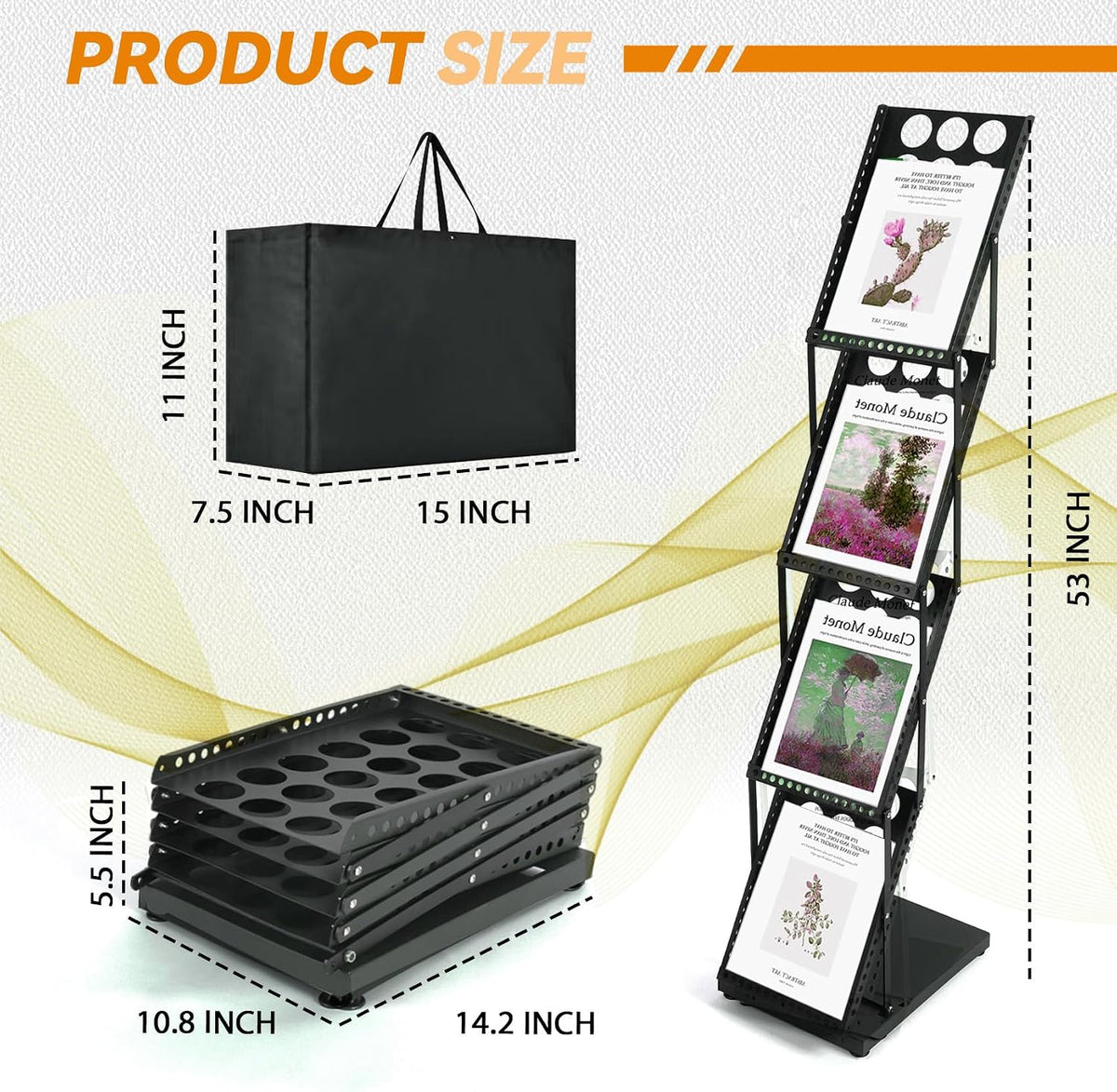 Foldable Magazine Rack Metal Catalog Literature Rack, Literature Stand Rack