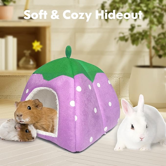 Guinea Pig Hideout Bed Dwarf Rabbit House Cave Accessories Cozy Hide-Out for Little Bunny Hedgehog Ferret Chinchilla&Other Small Animals