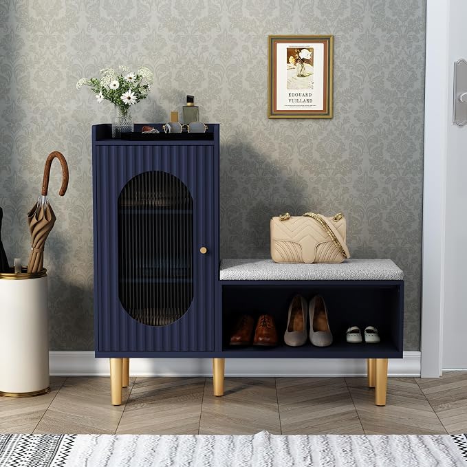 HLR Storage Bench Set of 2, L-Shaped Storage Cabinet