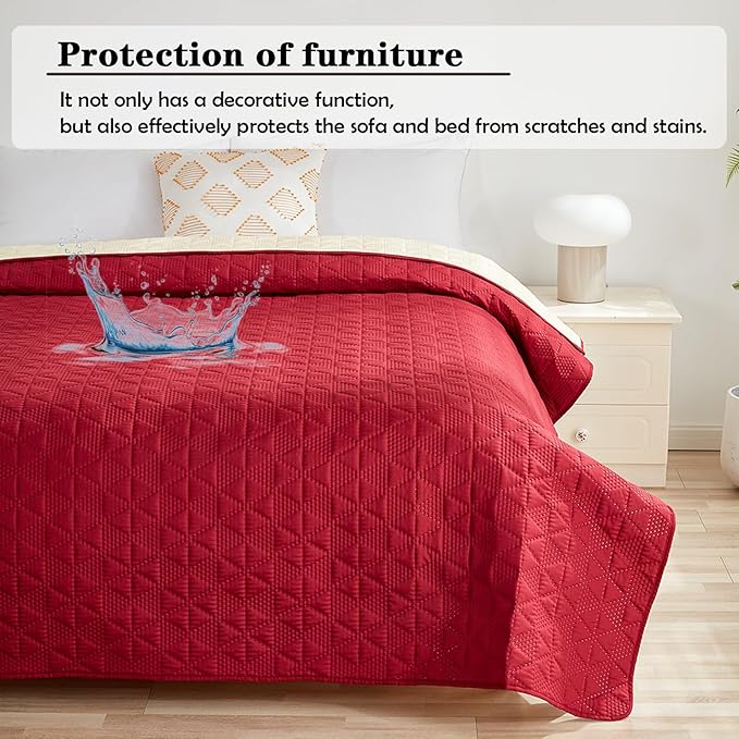 Waterproof Dog Bed Cover Pet Blanket, Soft Pet Couch Covers for Sofa Washable, Bed Couch Sofa Furniture Protector for Puppy Cat Kids (Red,210 * 305 CM)