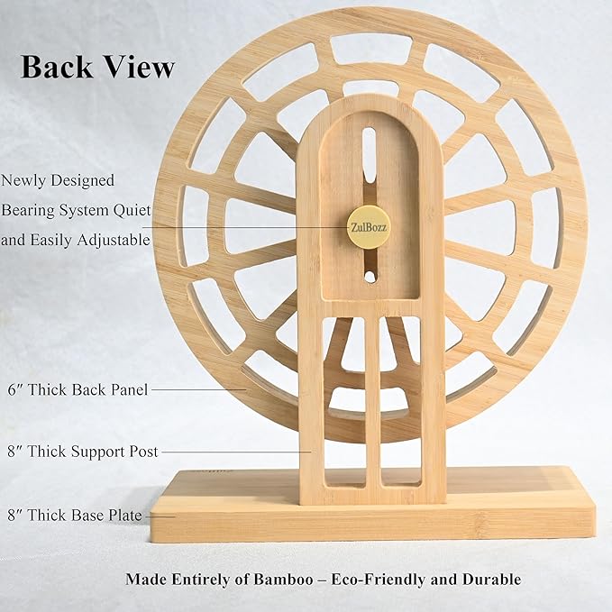 Hamster Wheel – Silent Hamster Toys, 9 Inch Chinchilla Wheel for Syrian, Dwarf Hamsters, Gerbil Wheel – Bamboo Cage Accessories, Exercise Wheel, Small Animal Toy