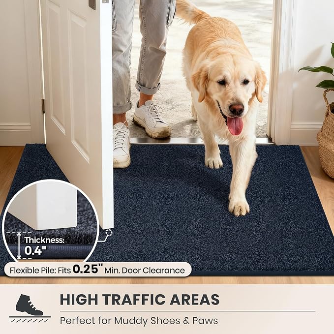 PURRUGS Dirt Trapping Door Mat 31.5" x 47", Non-Slip Machine Washable Entryway