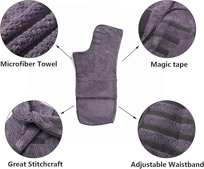 Geyecete Pineapple Grid Fast Drying Super Absorbent Dog Cat Bath Robe Towel - Gray-L