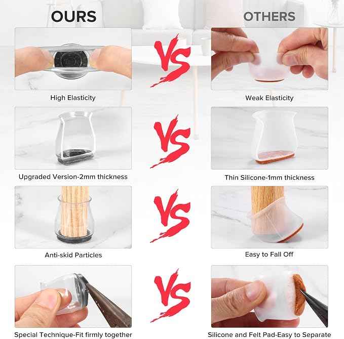 24PCS Upgraded Silicone Chair Leg Floor Protectors