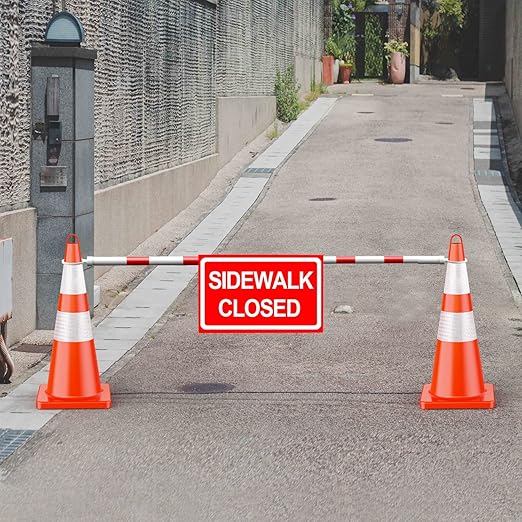 RoadHero 6 Pack 4 FT to 6.9 FT Retractable Cone Bar, Expandable Traffic Cone Bars for Parking Lots, Extendable Barricade for Road Construction, White and Red, Cone Not Included