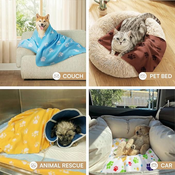 LINENLUX Cute Dog Blanket for Small Medium Dogs 6-Pack Soft Stretchy Fleece Blankets for Pet Cat Puppy Warm Wrinkle-Resistant Throw for Couch Bed Outdoor Yellow 40x31 inch (Pack of 6)
