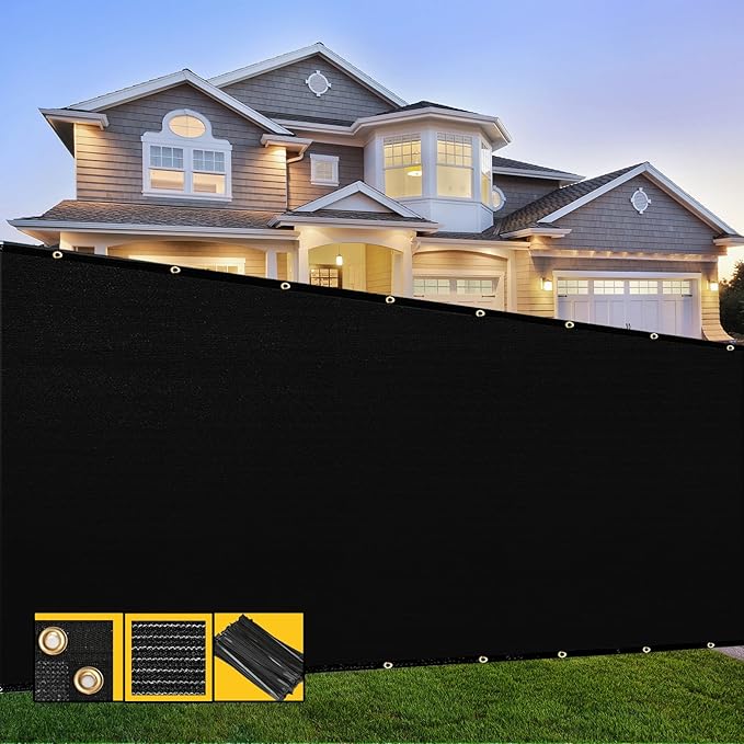 Customized 4' x 153' Black Fence Privacy Screen,with Bindings & Grommets,Heavy Duty for Gardens Backyard Patio Tennis Court Pool Construction Project Outdoor Events,We Make Custom Sizes