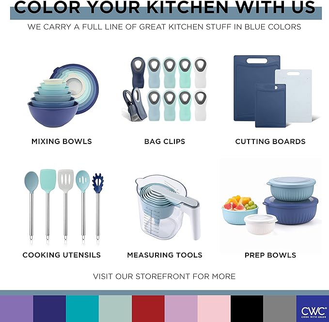 COOK WITH COLOR Bag Clips - Heavy Duty Chip Clip and Refrigerator Magnet Clips for Food Storage with Air Tight Seal Grip, Blue, Pack of 8