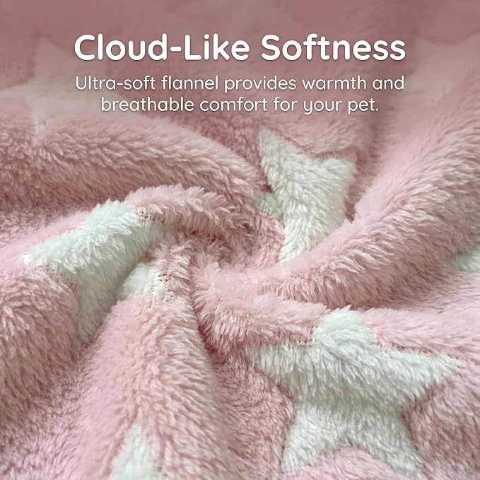 Dog Bed Mat - Reversible Dog Crate Bed Mats, Soft & Breathable Kennel Pad, Durable Crate Bed for Small Dogs & Cats (Pink&White Stars, S(24"*16"*1.2"))
