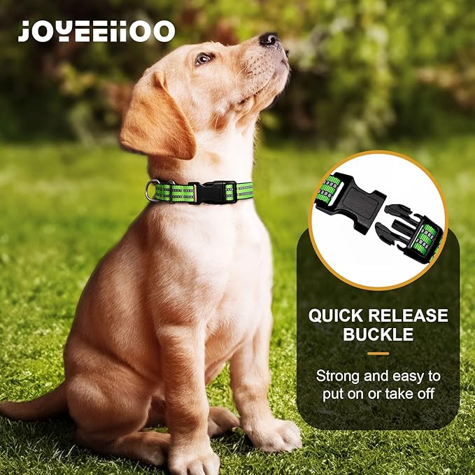 Martingale Dog Collar, Adjustable Nylon Reflective Collar with Buckle No Pull Dog Collar for Small Medium Large Dogs (Lime Green Medium)