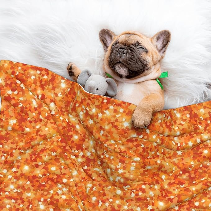 Waterproof Dog Blanket Soft Pet Blanket for Puppy Cat, Fleece Cat Throw Blankets for Furniture Bed Couch Sofa Reversible - Orange Glitter