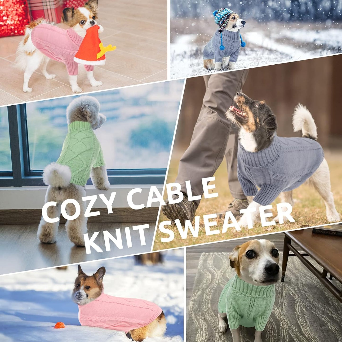 Queenmore Extra Large Warm Turtleneck Knitted Big Dog Sweaters for Male and Female Dogs (Grey,2XL)