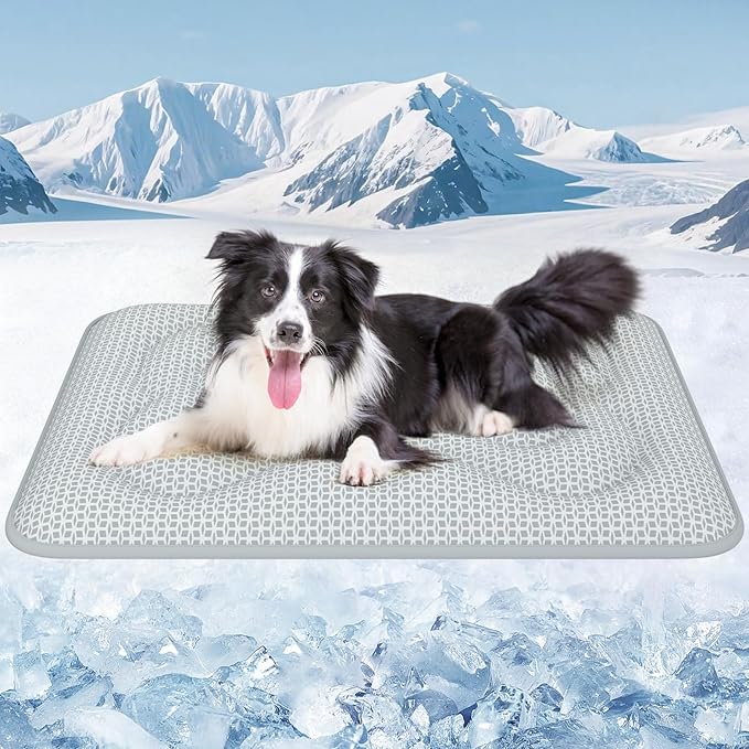 Rywell Dog Cooling Mat, 44”x32” Super Thick & Reversible Cooling Mat for Dogs, Arc-Chill 3.0 & PCM for Long-Lasting Cool and Color-Changing (Q-Max > 0.5), All-Season Use & Portable for Travel