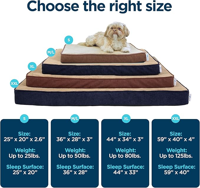 Petmate La-Z-Boy Bentley Orthopedic Foam X-Large Dog Bed Sephia Brown (44 x 34 x 3 inches) for Dogs up to 80lbs with Supportive Foam Durable Removable Washable Cover