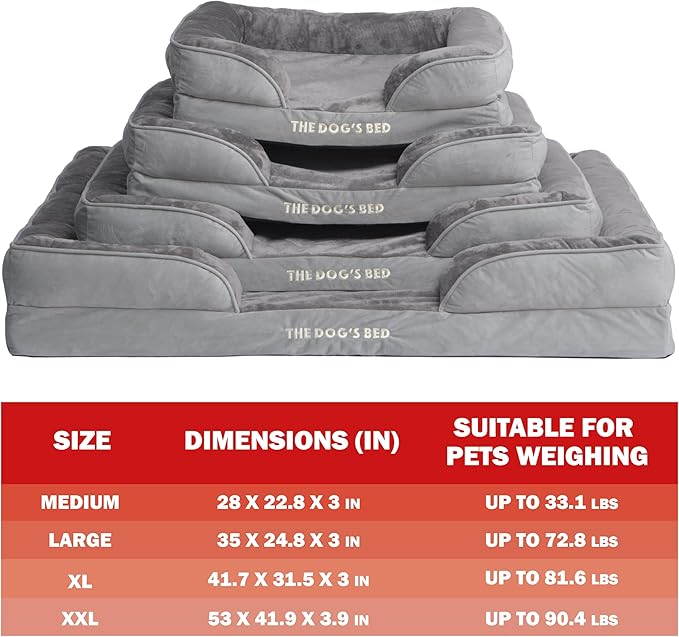 The Dog’s Bed Replacement Outer Cover & Bolster for Standard Foam Beds, Flannel Fabric, Silver Grey, XL