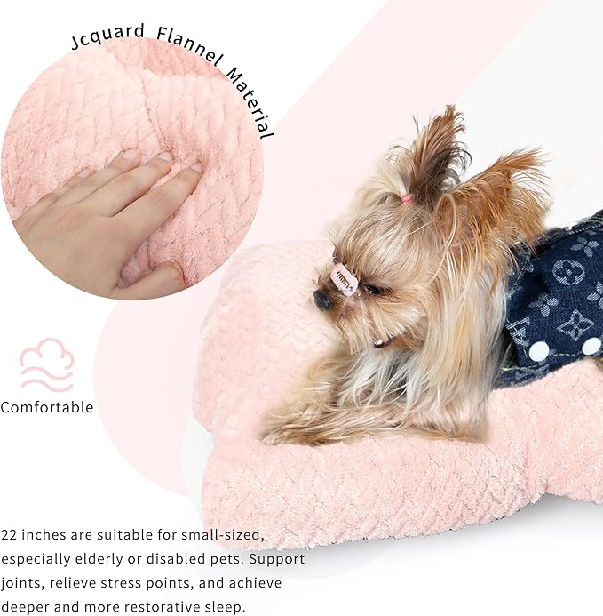 Dog Bed for Small Dogs Crate Washable 22 inch Dog Mats for Sleeping,Up to 15 lbs Soft and Fluffy Pink S
