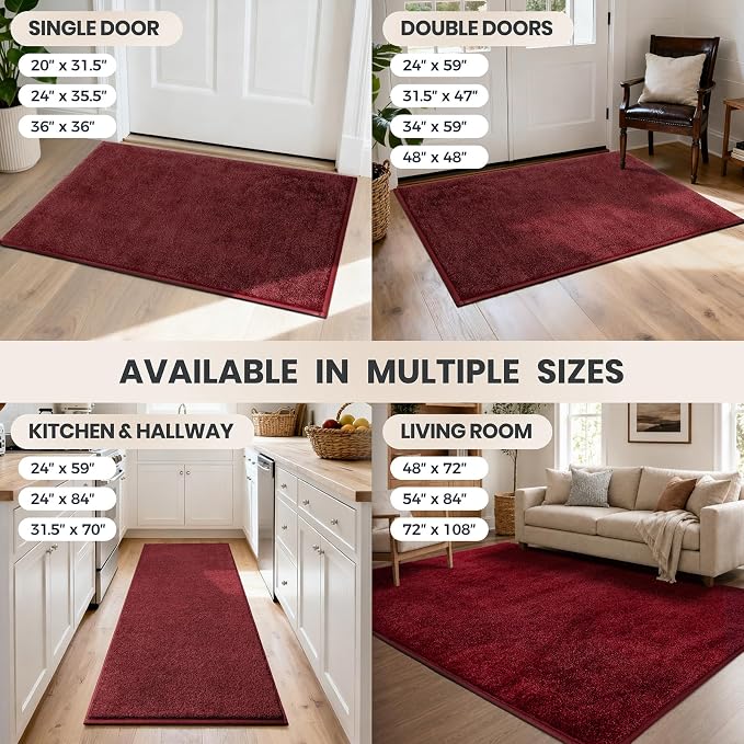 PURRUGS Easy Care Area Rug 6ft x 9ft, Non-Slip Washable Entryway Rug, Stain