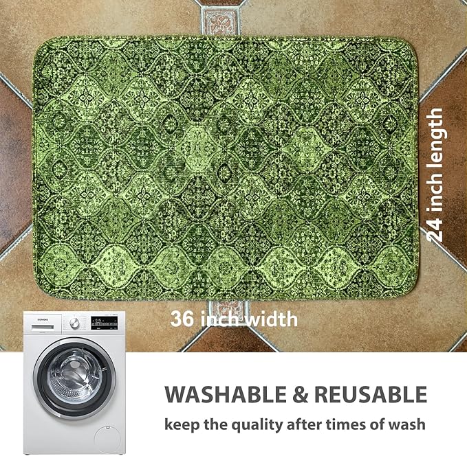 nunubaby 4PACK Washable Pee Pads for Dogs, Stylish, Non-Slip and Leak-Proof Pee Pads. Reusable Potty Pads for Dogs for Crates and Floors.(Green/Multi, 24" x36" )