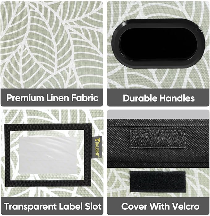 BALEINE File Organizer Box with Lid, Collapsible File Folder Organizer with Plastic Slide, Hanging File Folder Box for Office Document Storage (2 Pack, Antique Foliage)