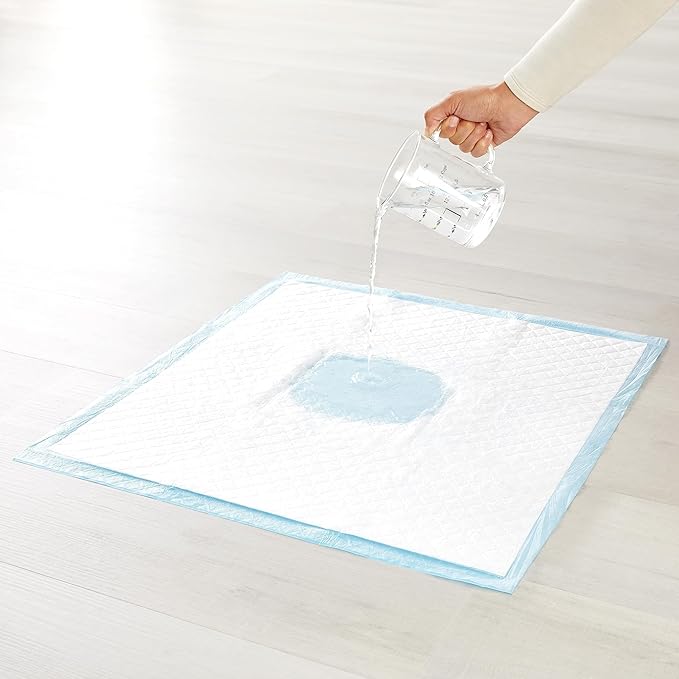 Amazon Basics Heavy Duty Absorbent Dog and Puppy Pee Pads with 5-Layer Leak-Proof Design and Quick-Dry Surface for Potty Training, Regular Size, 24 x 23 Inches, Blue & White, 20-Count